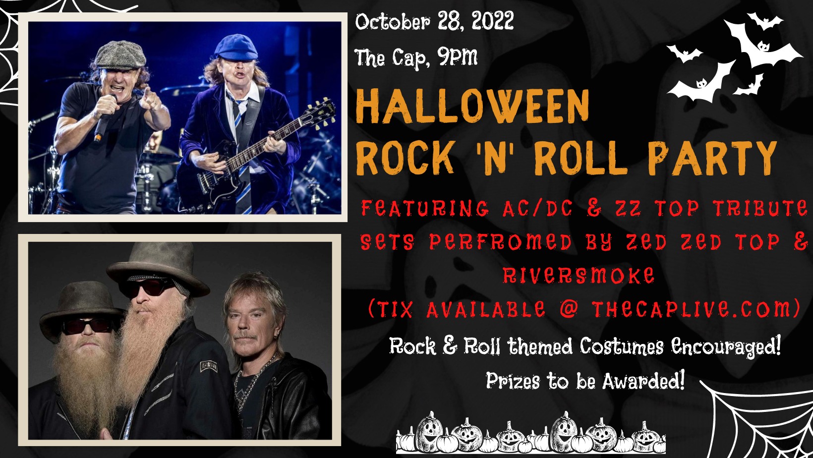 Halloween Cover Show Party ft. Zed Zed Top (ZZ Top tribute) & Riversmoke (AC/DC covers) October 28th